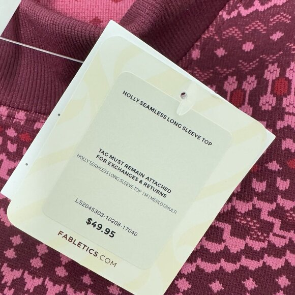 Fabletics women's cropped holly seamless long sleeve top merlot long size M - Picture 8 of 12